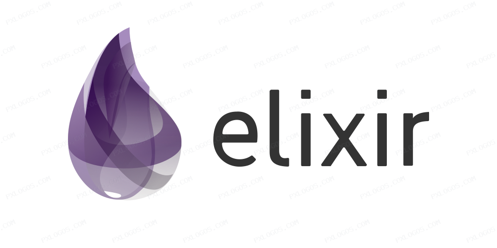 Elixir Lang Wordmark Logo PNG with transparent background
